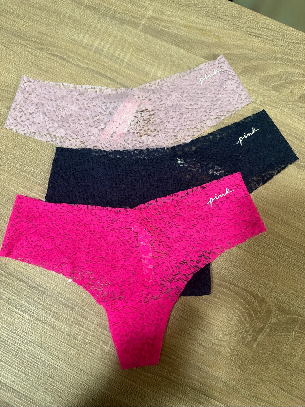 New with tags PINK Victoria's Secret Lace Thong Panty Trio